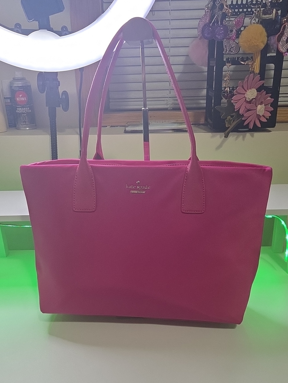 kate spade Nylon Catie  hot pink tote bag - sleek everyday shoulder tote